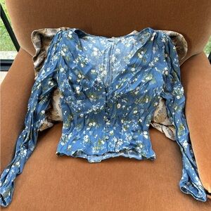 REFORMATION Annie Top in Blue Floral
